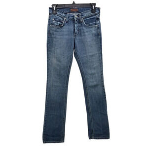 James Jeans Cured Dry Aged Denim Medium Distressed‎ Button Fly Bootcut Size 23